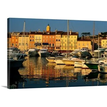 David Tomlinson Premium Thick-Wrap Canvas entitled Harbor view of St Tropez, Provence-Alpes-Cote d'Azur, France