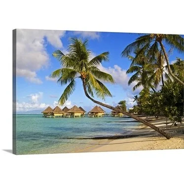 Emily Riddell Premium Thick-Wrap Canvas entitled Palm trees, Bora Bora, French Polynesia