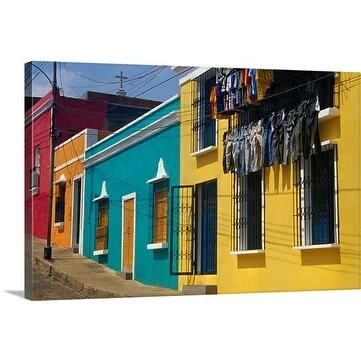 Krzysztof Dydynski Premium Thick-Wrap Canvas entitled Colorful buildings, Ciudad Bolivar, Venezuela