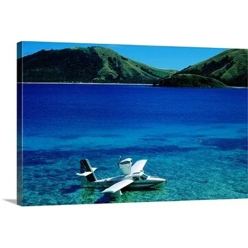 Mark Daffey Premium Thick-Wrap Canvas entitled Seaplane on water, Yasawa Island, Fiji, Pacific