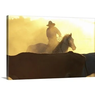 Michael Gebicki Premium Thick-Wrap Canvas entitled Cowboy in haze, Northern Territory, Australia