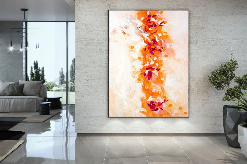 Orange White Abstract Painting Original Oversize Painting Kp109