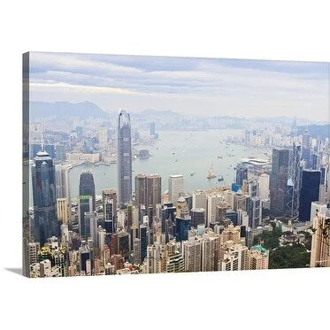 Premium Thick-Wrap Canvas entitled Cityscape of Hong Kong from Victoria Peak, Hong Kong Island, Hong Kong, China