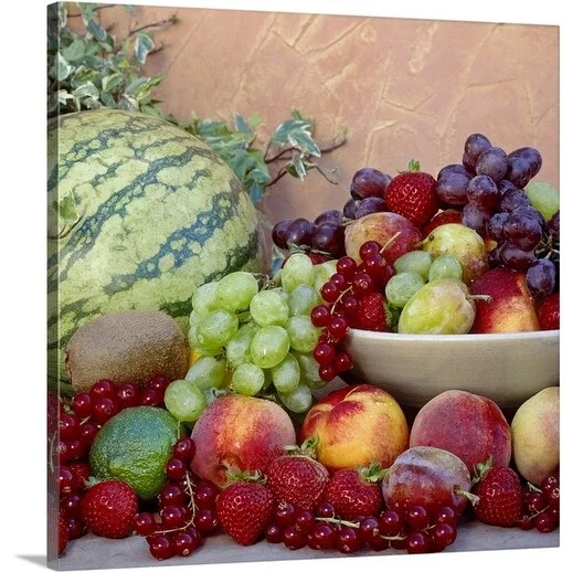 Premium Thick-Wrap Canvas entitled Colourful display of harvested fruit