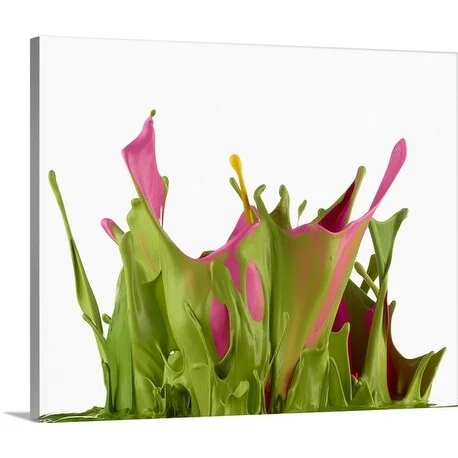 Premium Thick-Wrap Canvas entitled Liquid paint forming a flower