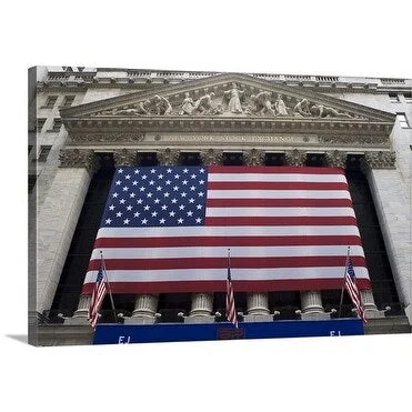 Premium Thick-Wrap Canvas entitled New York Stock Exchange with American flag, NYC