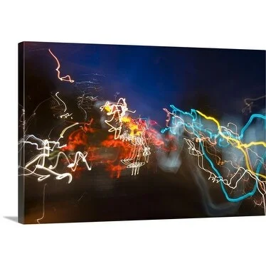 Premium Thick-Wrap Canvas entitled Road traffic viewed over the dashboard at night on highway