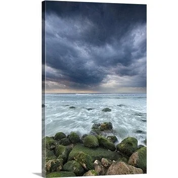 Premium Thick-Wrap Canvas entitled Sunset over the Mediterranean Sea along central Israel coastline