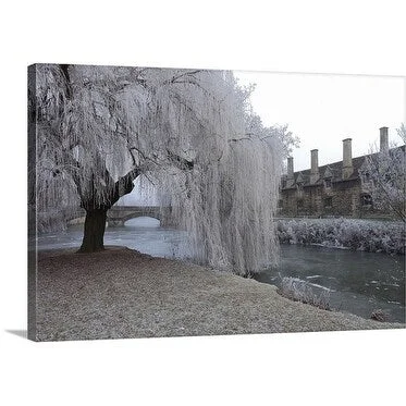 Premium Thick-Wrap Canvas entitled Winter scene over the river Welland Meadows in the market town of Stamford