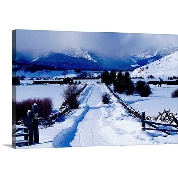 Richard Cummins Premium Thick-Wrap Canvas entitled Snowy road, Jackson Hole, Wyoming, USA