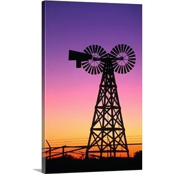 Richard Cummins Premium Thick-Wrap Canvas entitled Windmill at sunset, Lubbock, Texas, USA