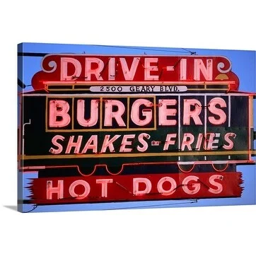 Roberto Gerometta Premium Thick-Wrap Canvas entitled Fast food sign, San Francisco, California, USA