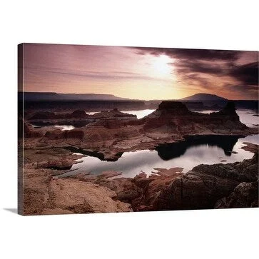 Witold Skrypczak Premium Thick-Wrap Canvas entitled Rock formations on Lake Powell at dusk